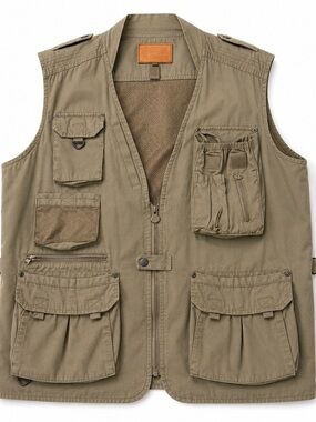 Outback Trading Co Men’s Cotton Safari Fishing Hunting Utility Vest Olive XL